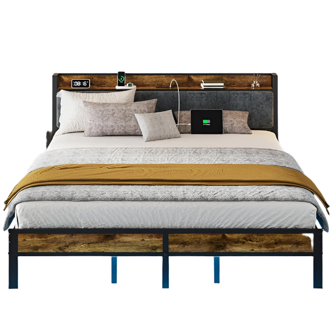 Queen Bed Frame with Headboard, Metal Platform Bed