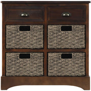 Storage Cabinet Retro Style Storage Unit with 2 Drawers and 4 Baskets for Home Entryway