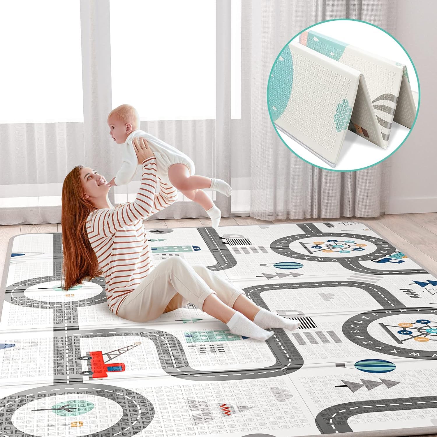 79x59inch Play Mat for Baby - Extra Large, Non-Toxic, Waterproof Playmat