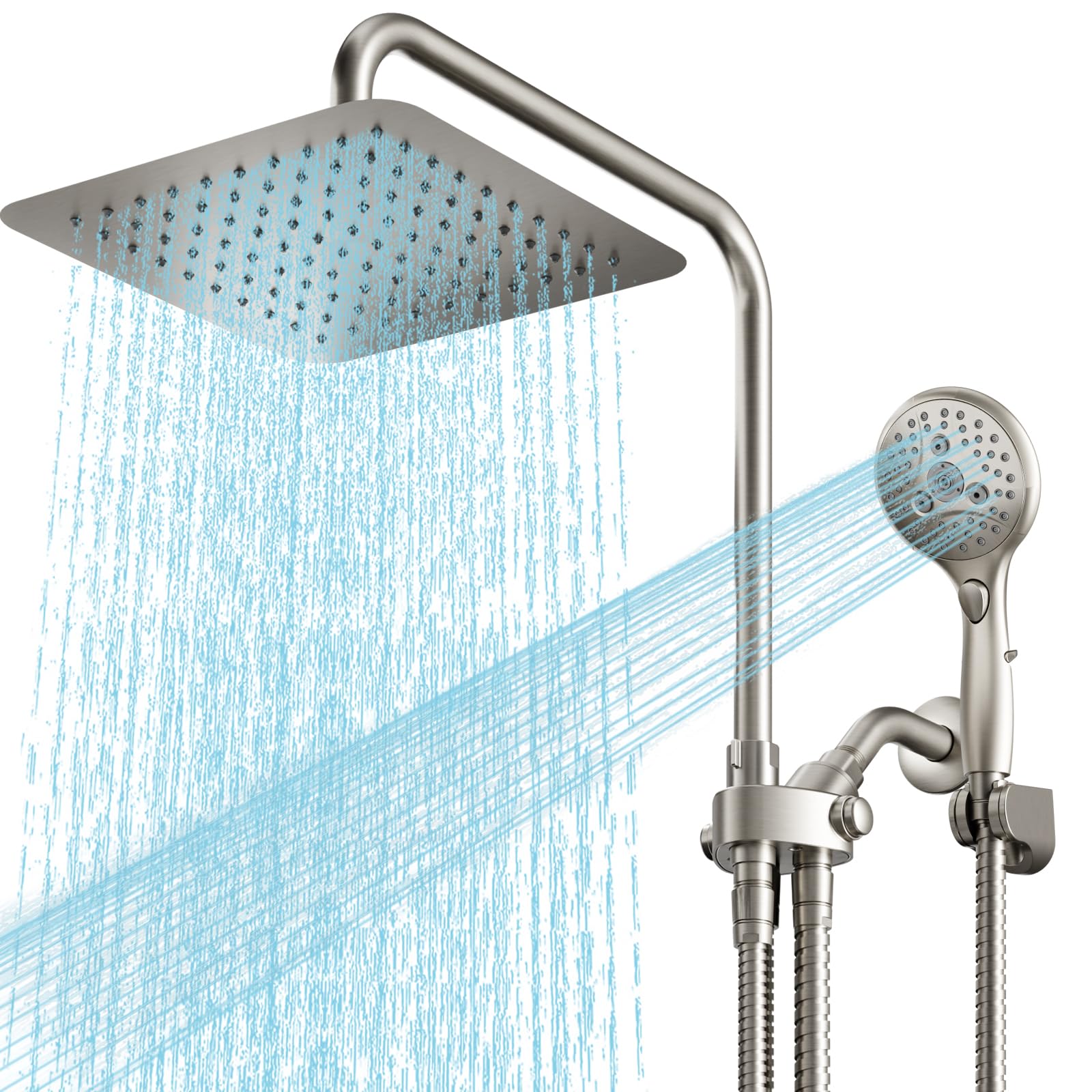 10 Inch Big Square Rain/Rainfall Shower Head with Adjustable Height