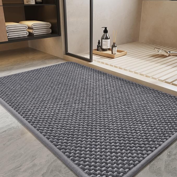 Bath Mat-Super Absorbent Chenille Bathroom Mats-Rubber Backed Bath Mats