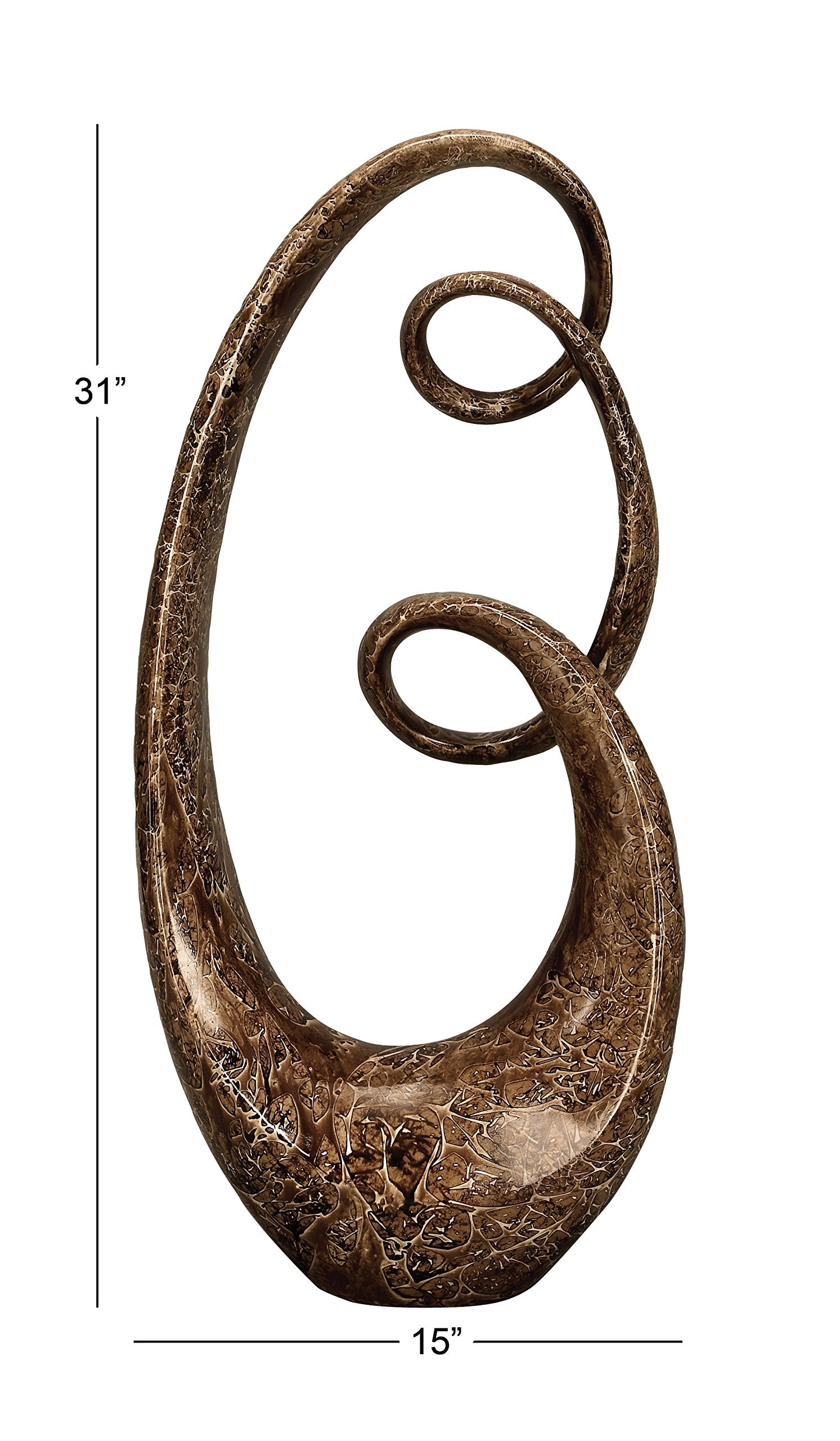 Abstract Decorative Sculpture Swirl Home Decor Statue, Accent Figurine 14" x 8" x 31"