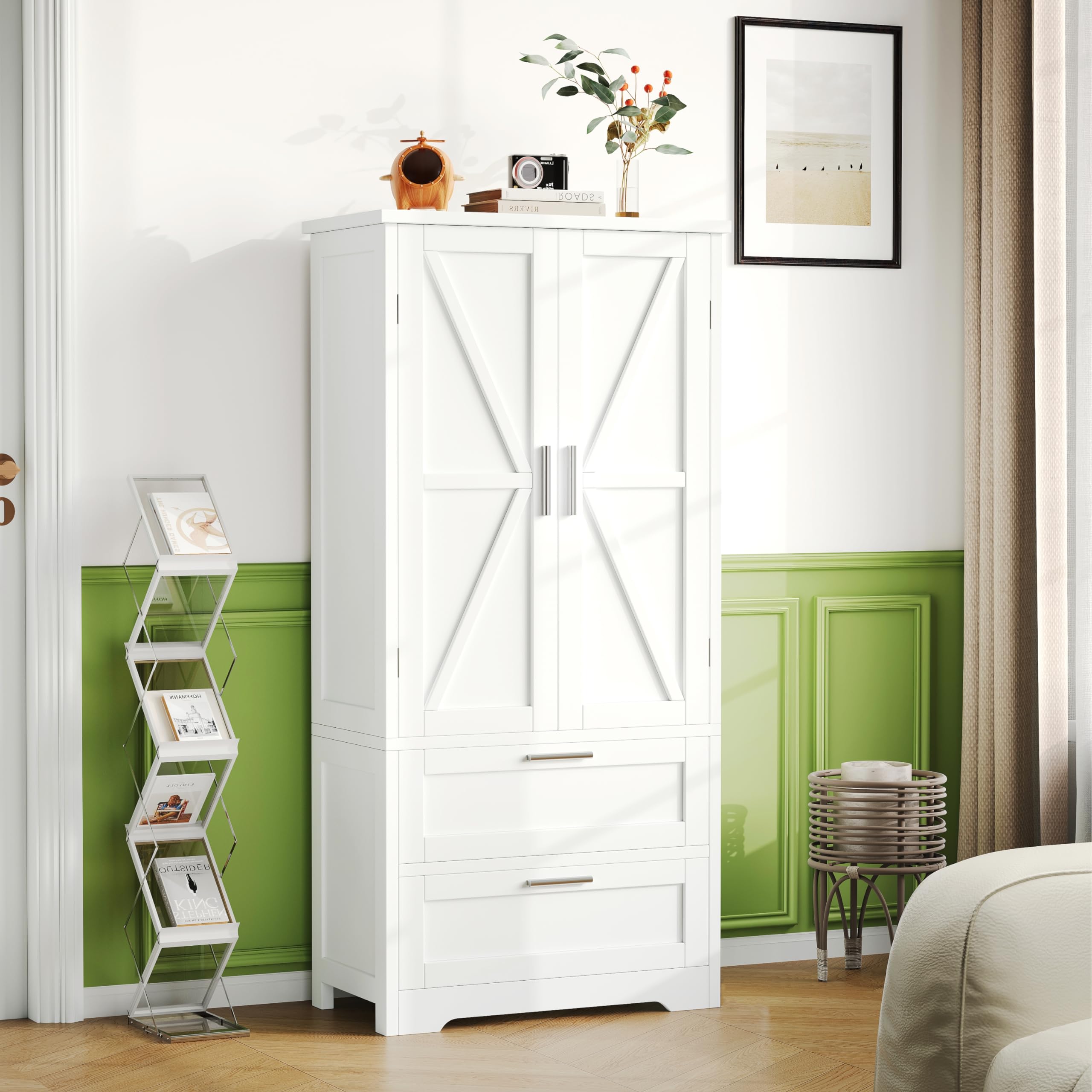 50.4" H Bathroom Storage Cabinet, Modern Floor Cabinet with Adjustable Shelf