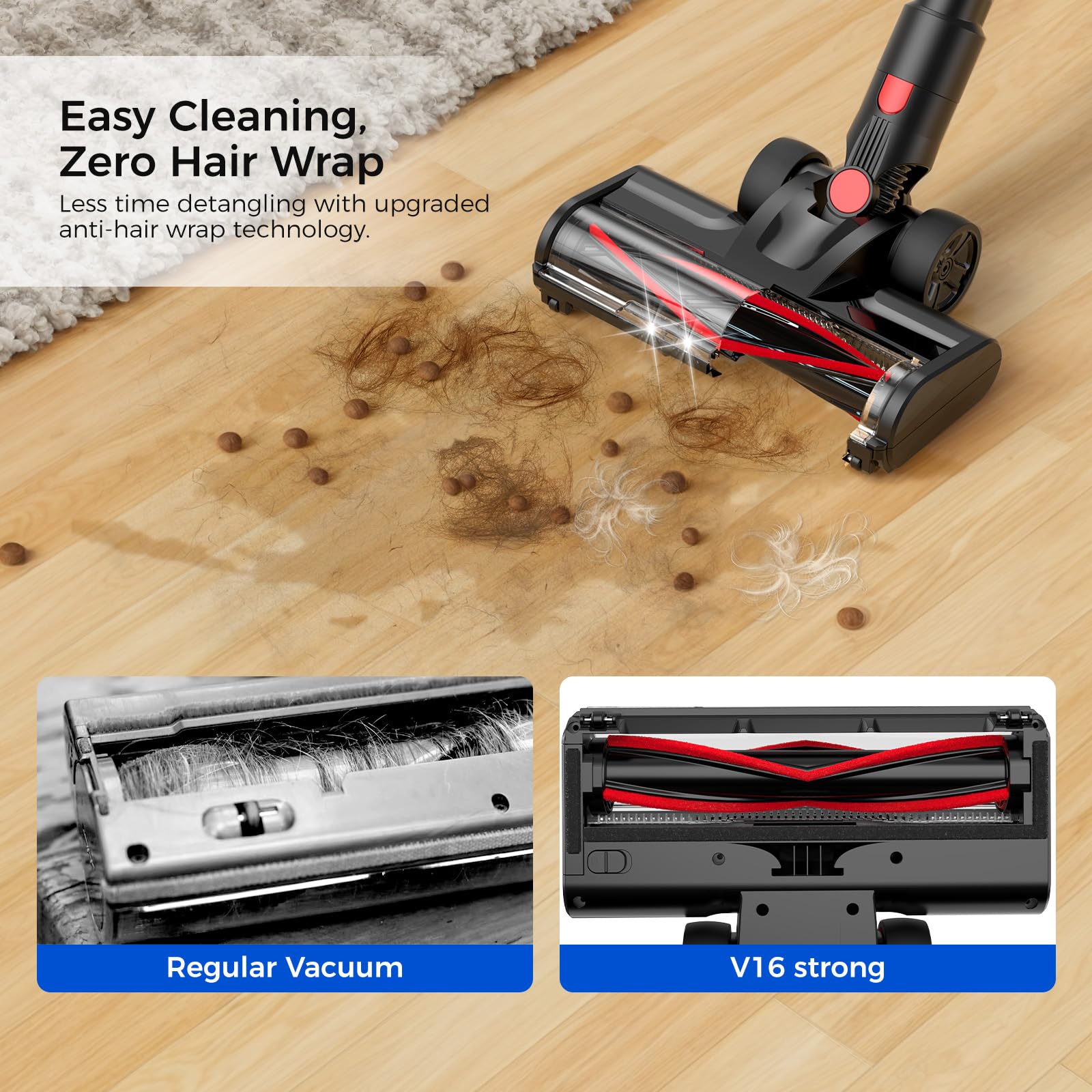 Teendow Cordless Vacuum Cleaner, 500W 50 Minutes Runtime Stick Vacuum for Pet Hair, Powerful Suction, Rechargeable, Lightweight, Handheld Vacuum Versatile for Carpet, Hard Floor (Starry Gray)