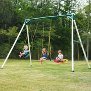 9.5' Heavy Duty Tall Swing Sets for Backyard for Kids and Adults with Saucer Swing
