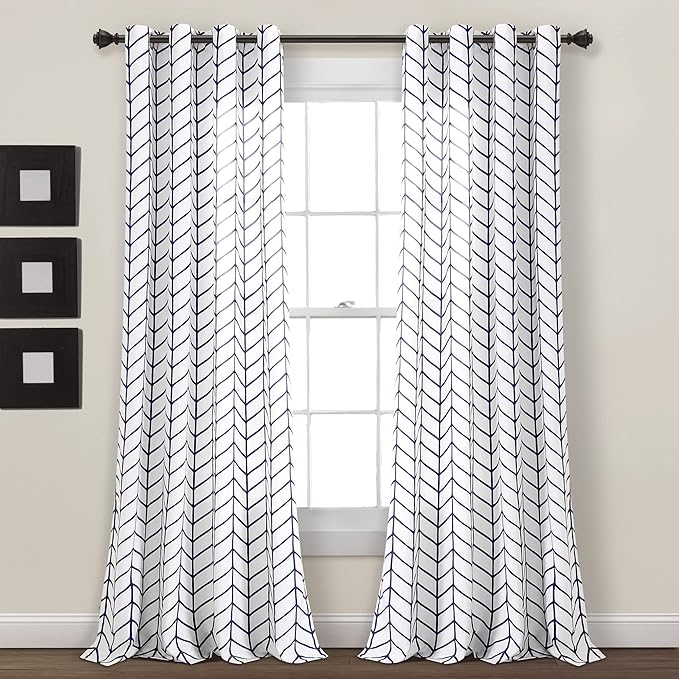 Calia Chevron Geo Window Curtain Panel Pair, 84" L x 52" W, Gray