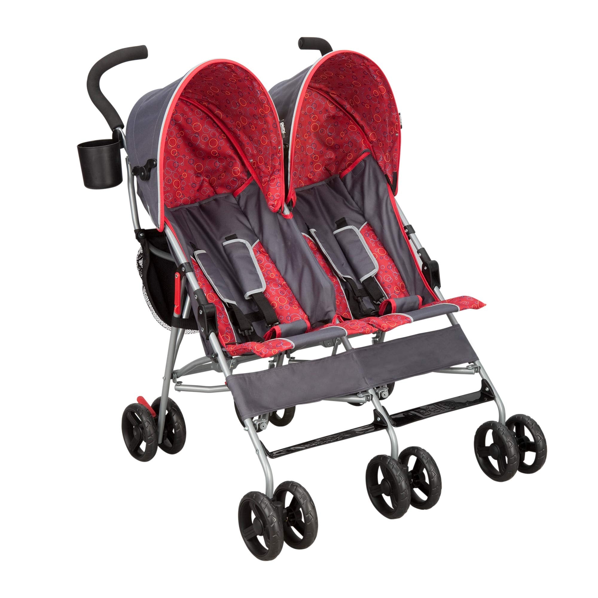 Side by Side Stroller - with Recline, Storage & Compact Fold, Grey