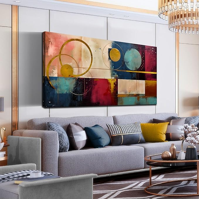 Large Wall Art for Living Room Bedroom Office Gold Forest Artwork Sunrise Landscape