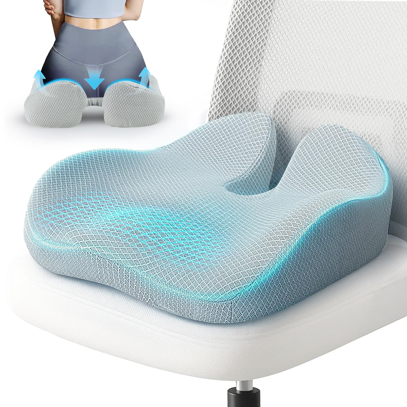Seat Cushions for Office Chairs, Extra Large 19" x 17" Ergonomic Memory Foam Seat