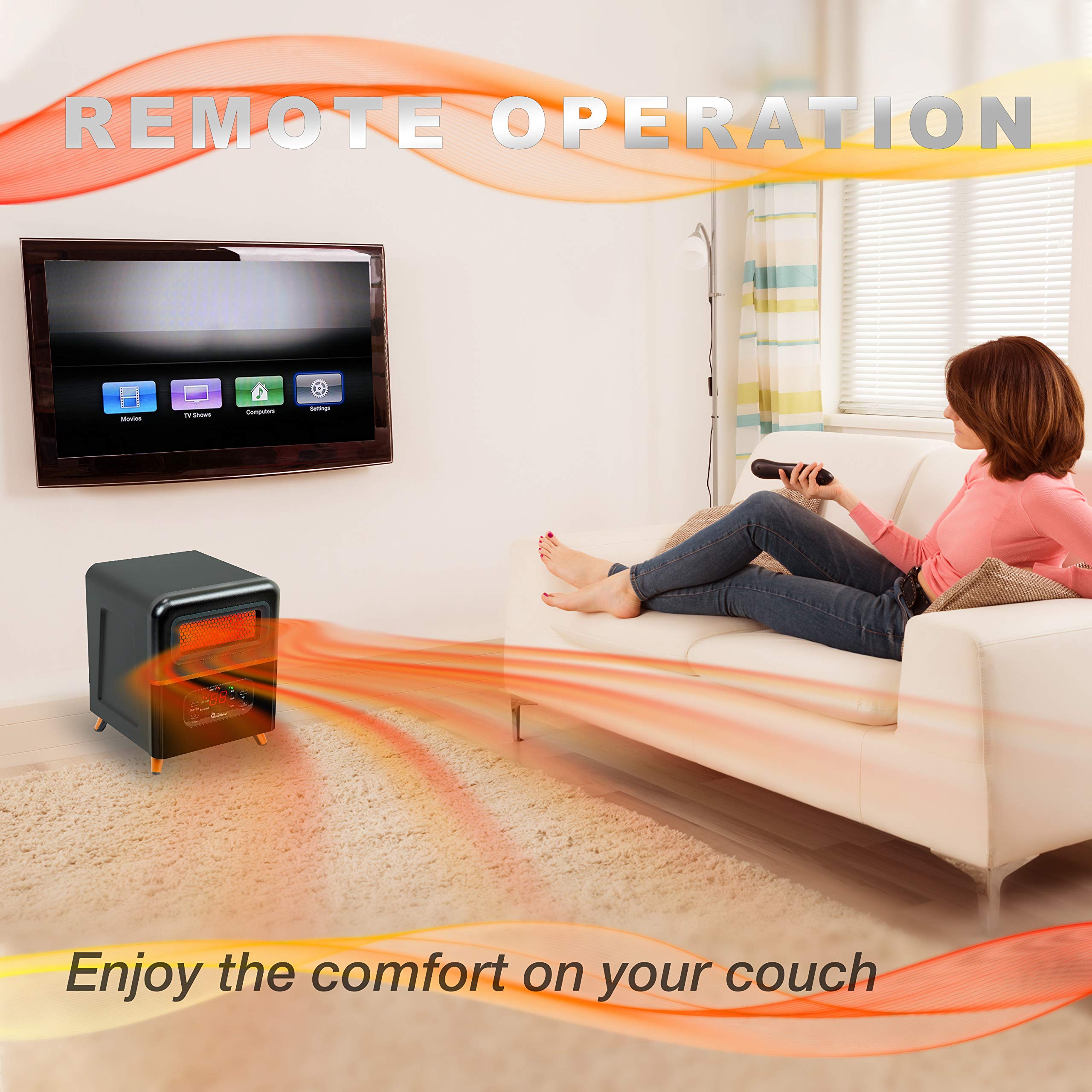 DR. INFRARED HEATER DR-978 New Upgraded Dual Heating Hybrid Portable Infrared Space Heater, 1500W with Remote