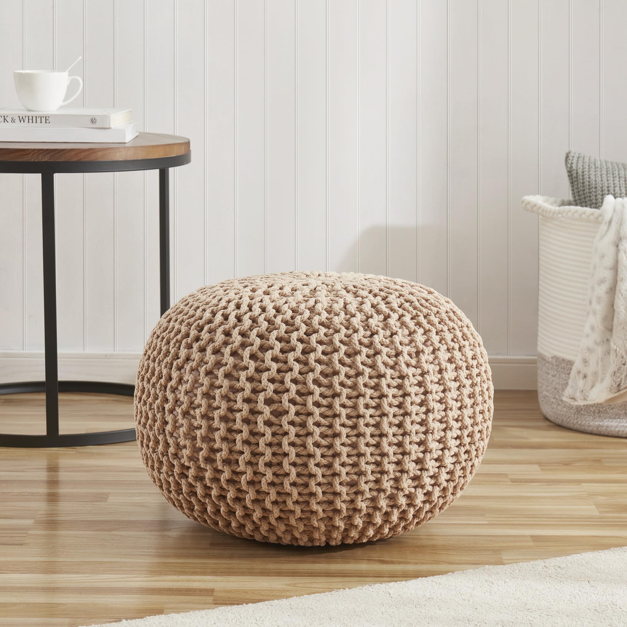 Pouf Ottoman Foot Rest Stuffed – 20” Diameter x 14”