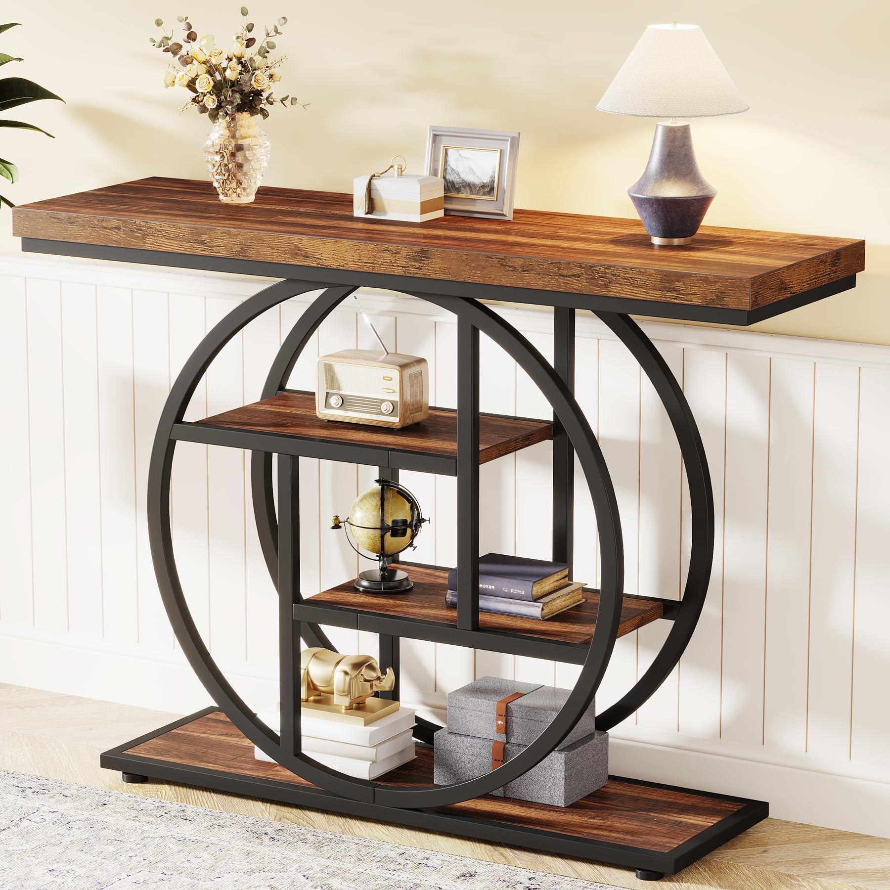 41.3" Console Table, Industrial 4-Tier Sofa Table Entryway Table