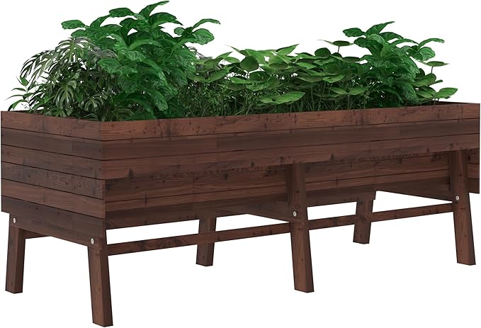 6 x 3 x 2FT Raised Garden Bed with Legs, Large Outdoor Elevated Wood Planted Box
