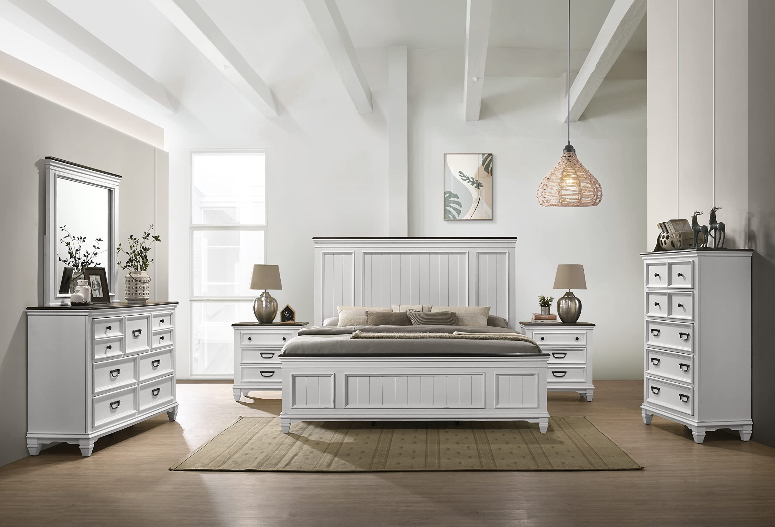 Clelane Wood Bedroom Set with Shiplap Panel Bed, Dresser