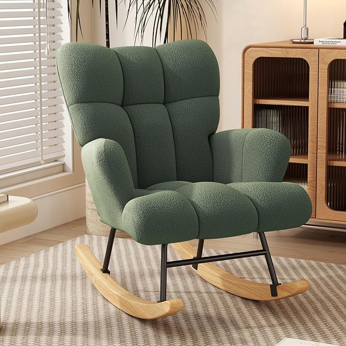 Rocking Chair for Bedroom Chair, Comfy Accent Chair Reading Chair with High Backrest