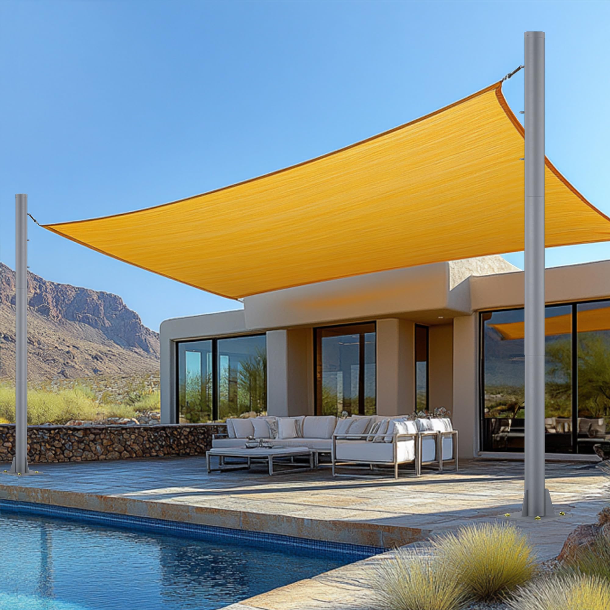 2 Pack Sun Shade Poles, 10 FT Outdoor Sun Shade Poles for Deck, 2.4"