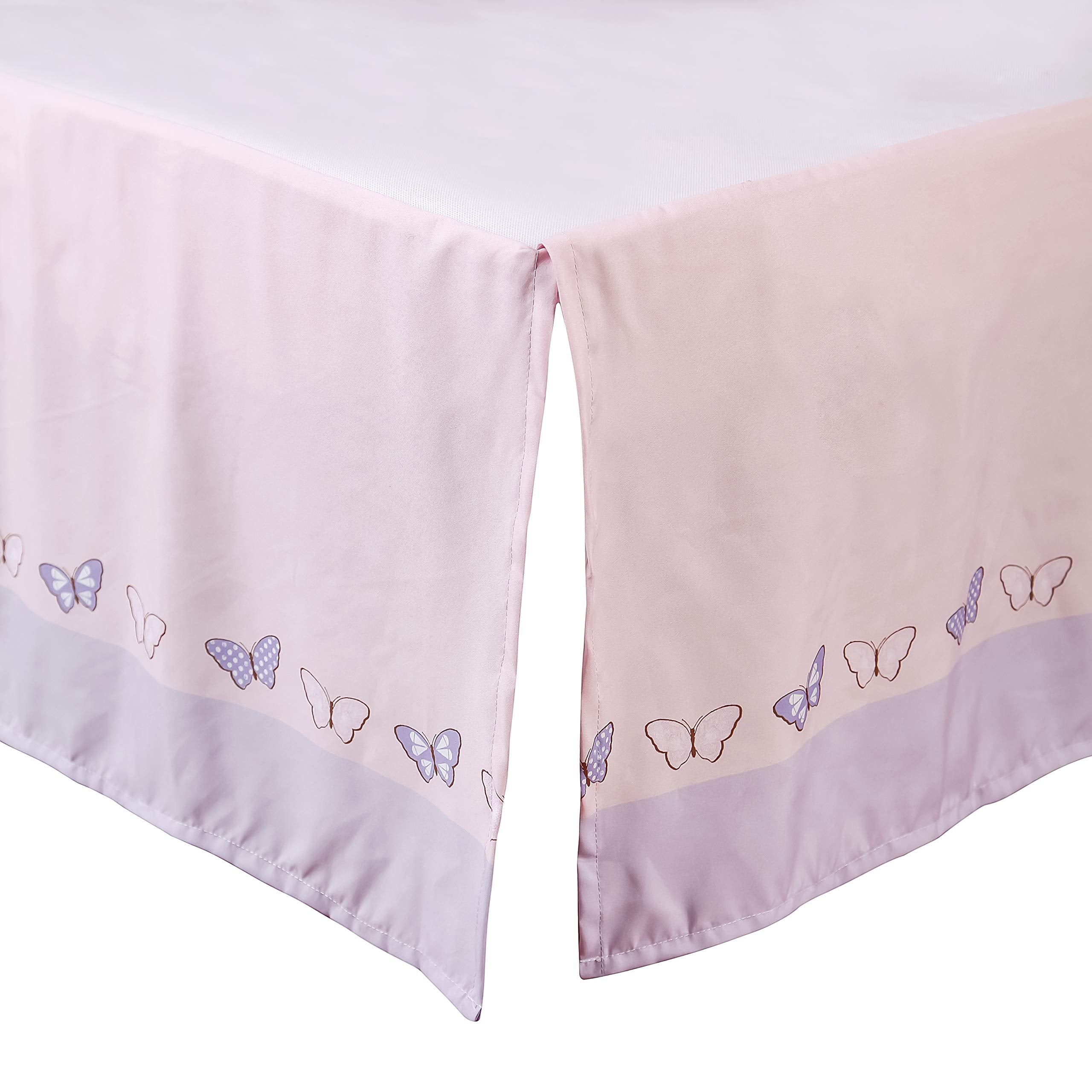 Baby Mini Crib Bedding Set for Girls, Pastel Purple Butterfly, 3 Piece Crib Set