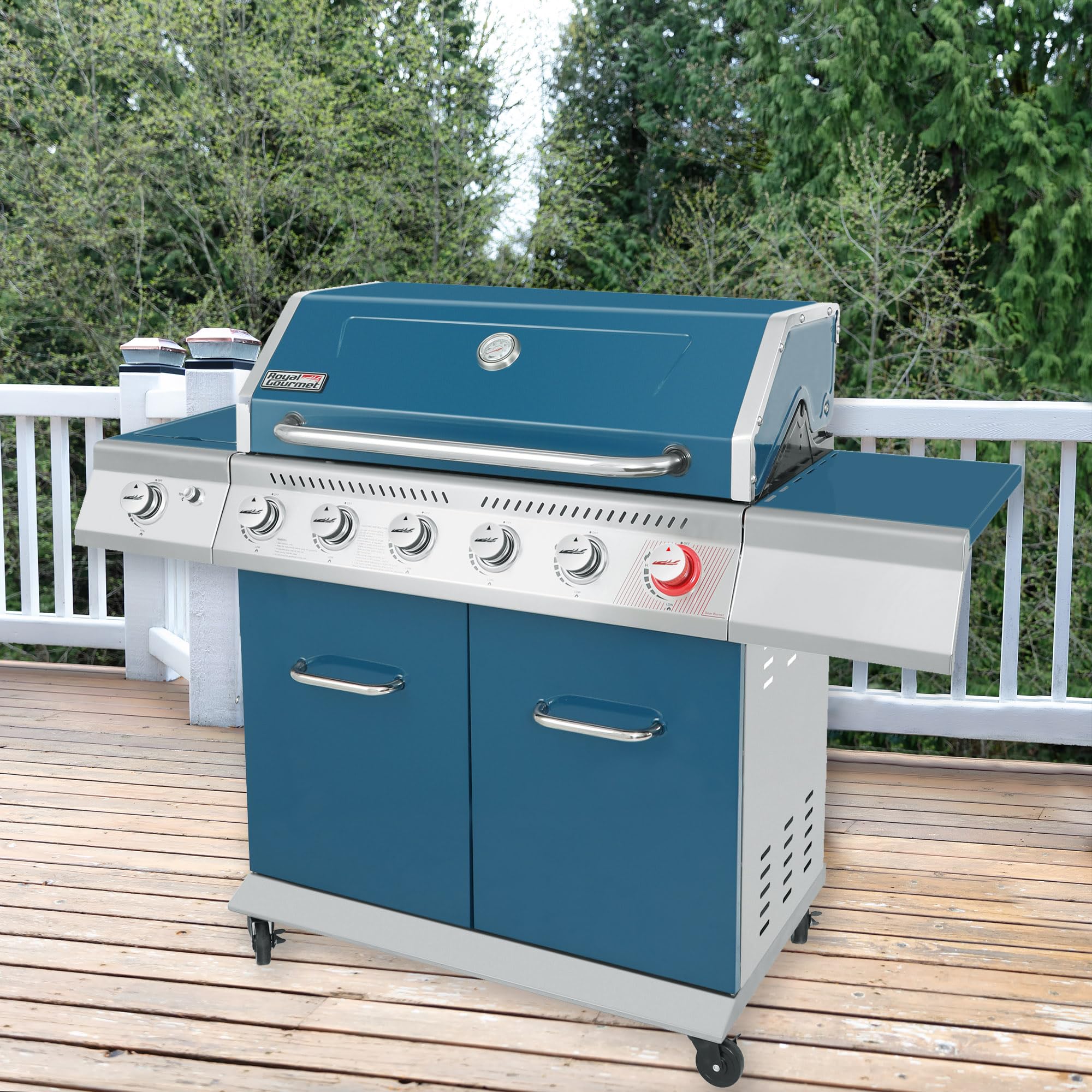 GA6402B 6-Burner Propane Gas Grill with Side Burner and Warming Rack