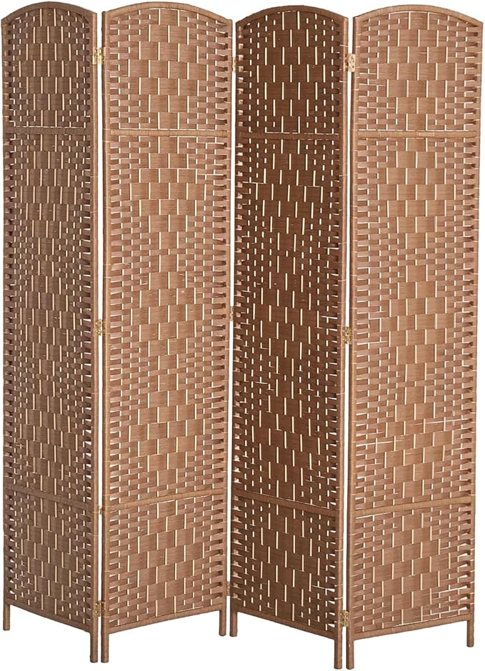 Room Divider 6 Panels Folding Privacy Screen 6FT Tall Portable Wicker Weave