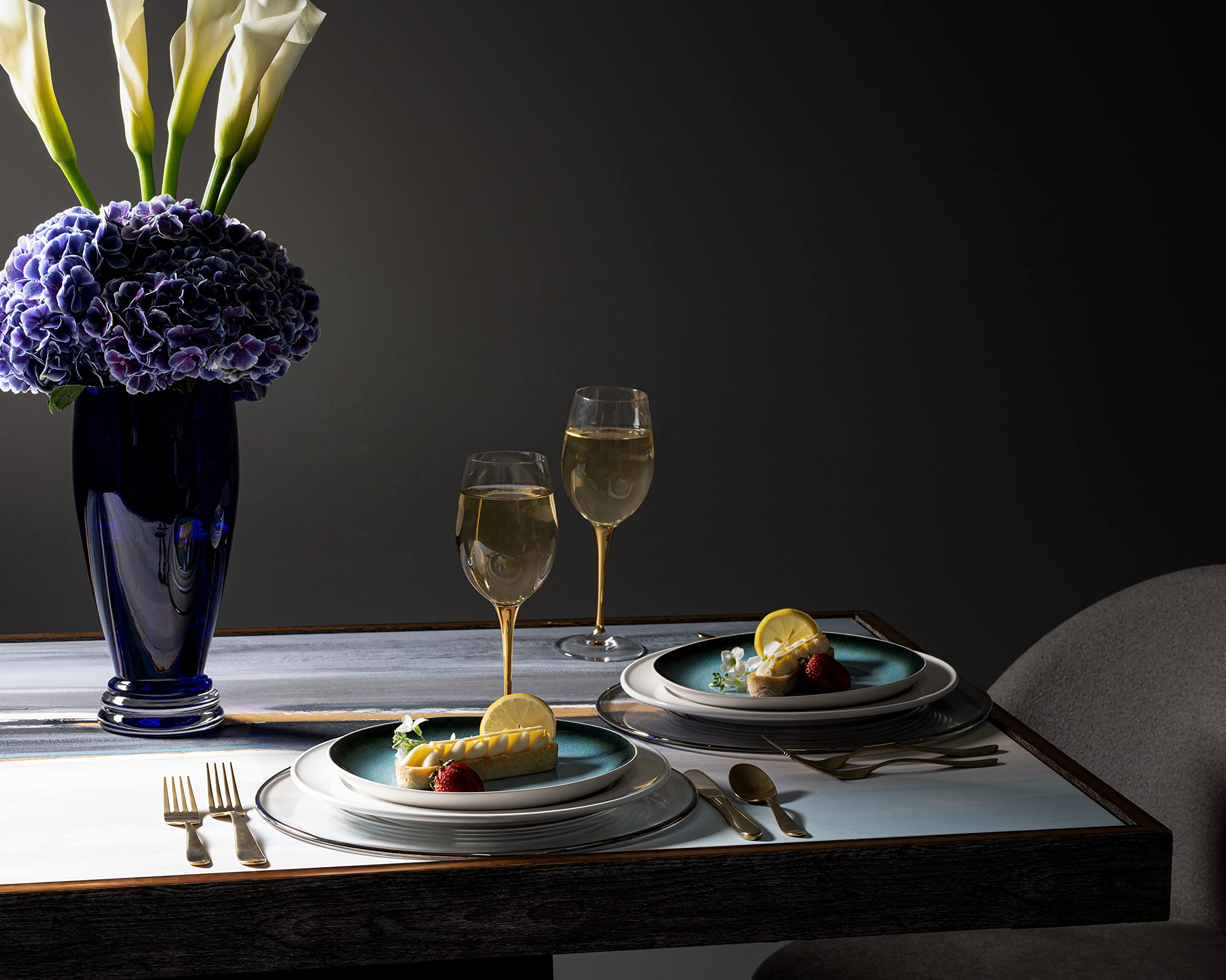 Glass - Footed Round Vase - Cobalt - 12" H (12 Inches High) Made in Europe