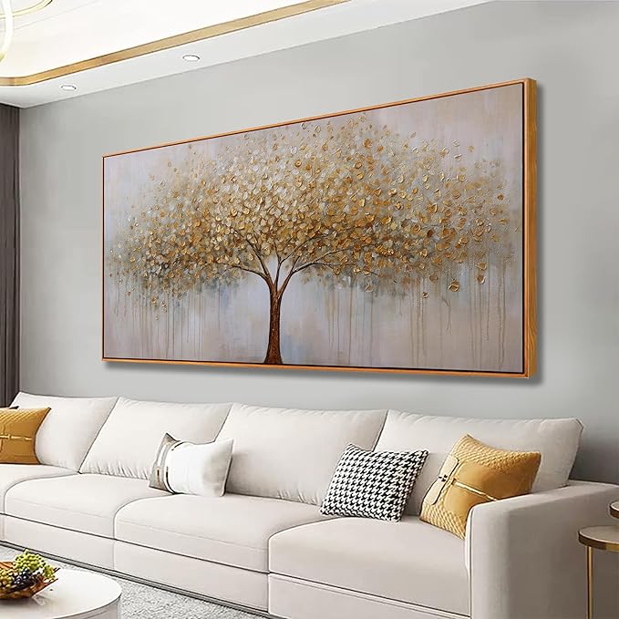 Wall Art Gold Abstract Tree of Life Framed Modern Artwork Canvas Painting