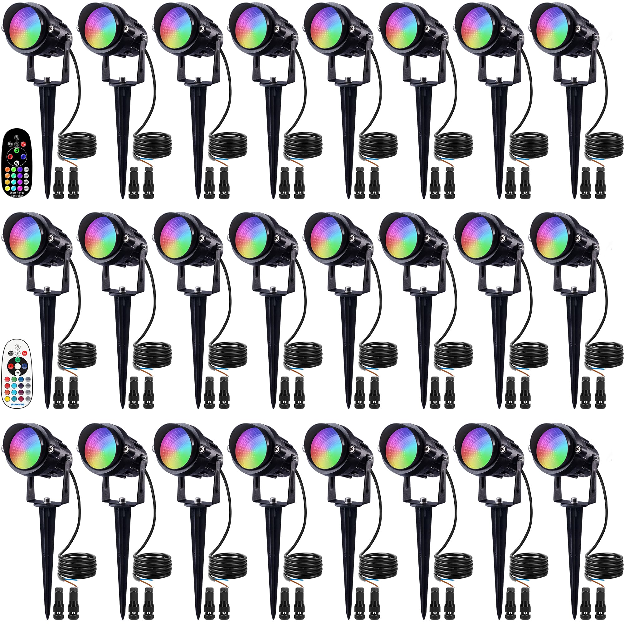 24 Pack RGBW Low Voltage Landscape Lights, 12W LED Color Changing Landscape Lighting