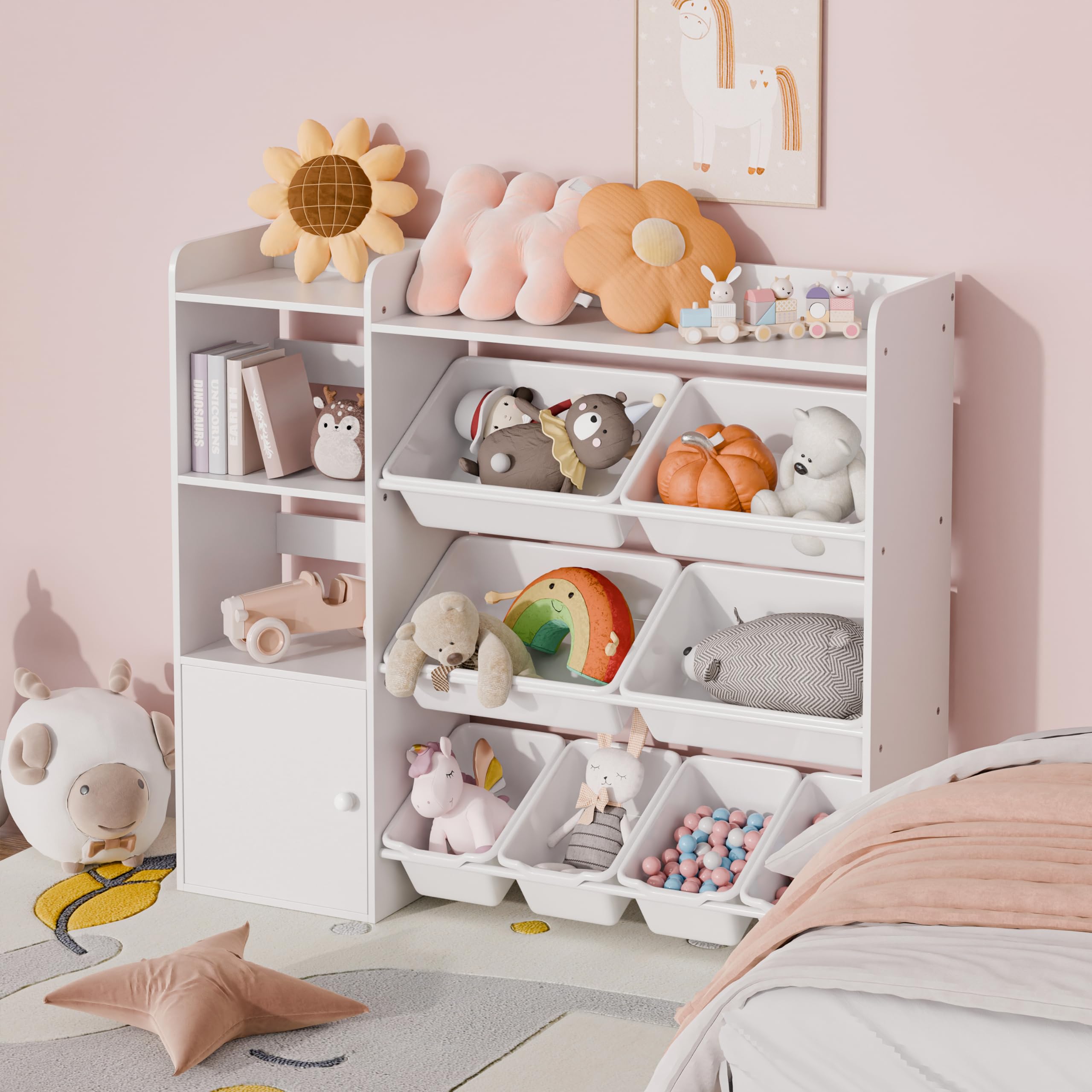 Kids Toy Storage Organizer, 4-Tier Toy Organizers W/8 Removable Storage Bins