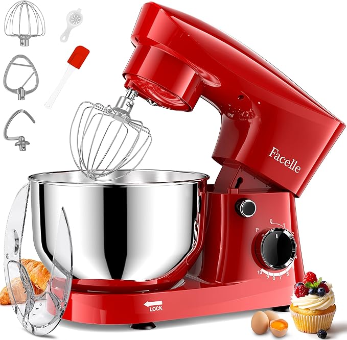 Stand Mixer, 10-Speed 6QT Kitchen Electric Mixer, Tilt-Head Food Mixer with Beater