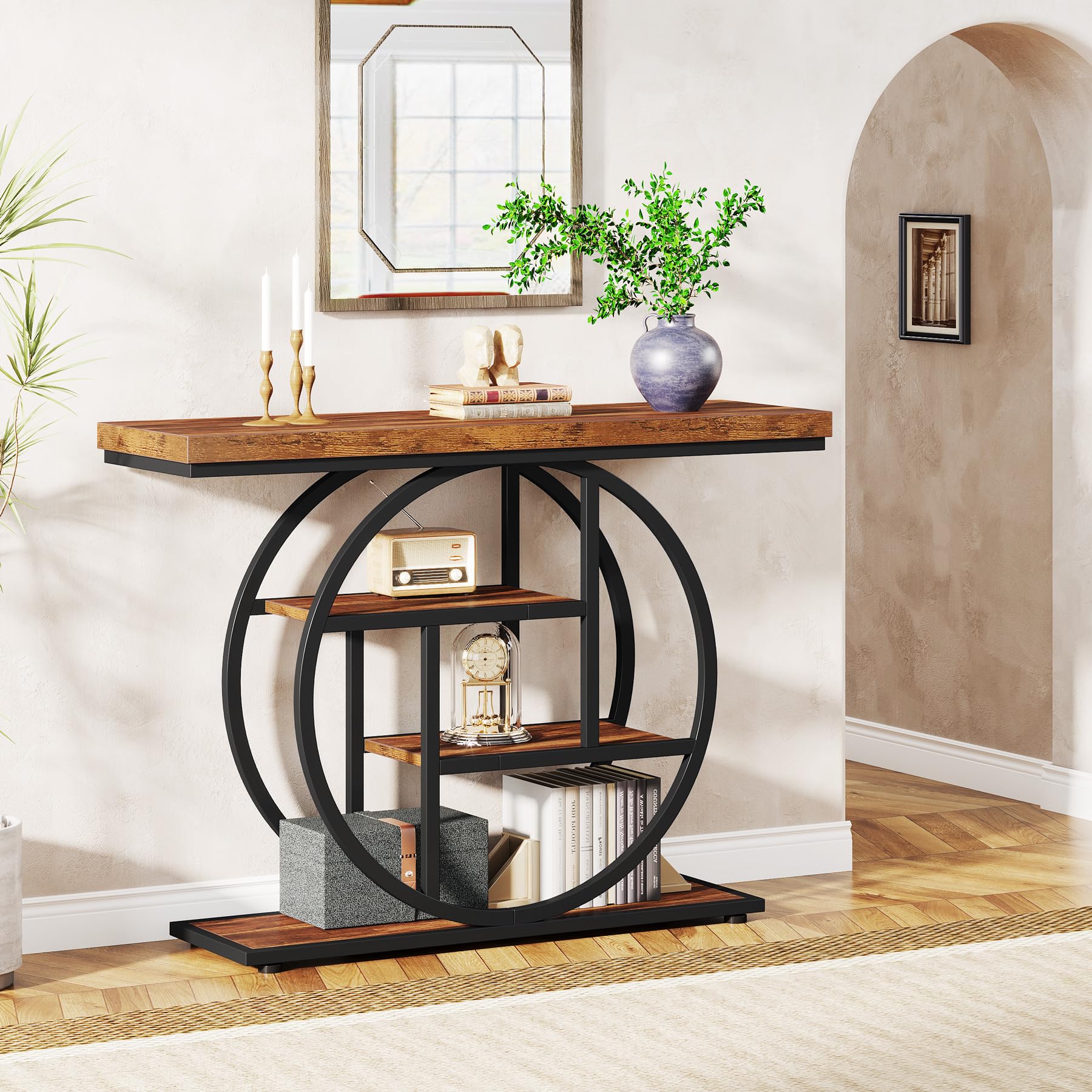 41.3" Console Table, Industrial 4-Tier Sofa Table Entryway Table