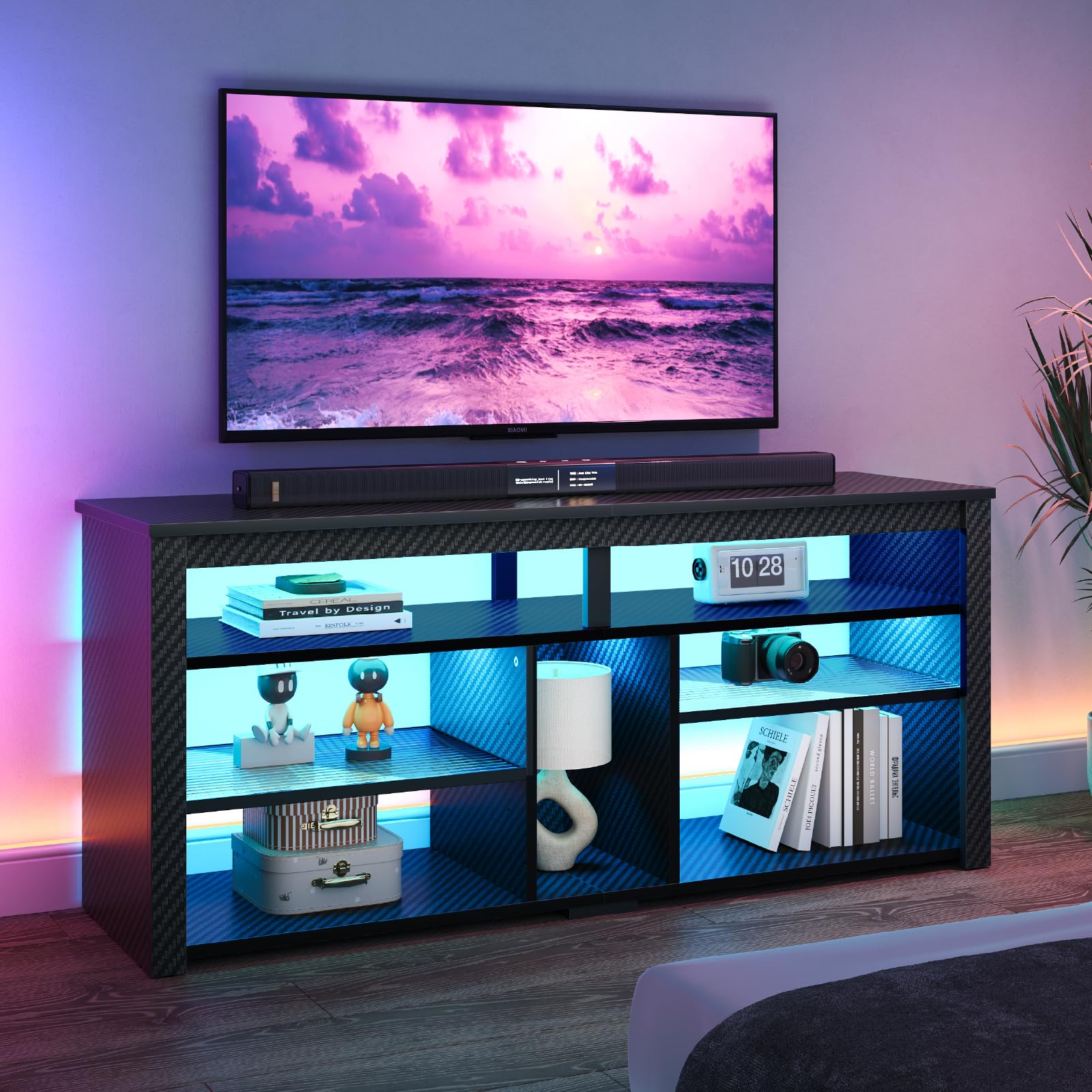 LED Tall TV Stand, Entertainment Center for 55/60/65 Inch,living room