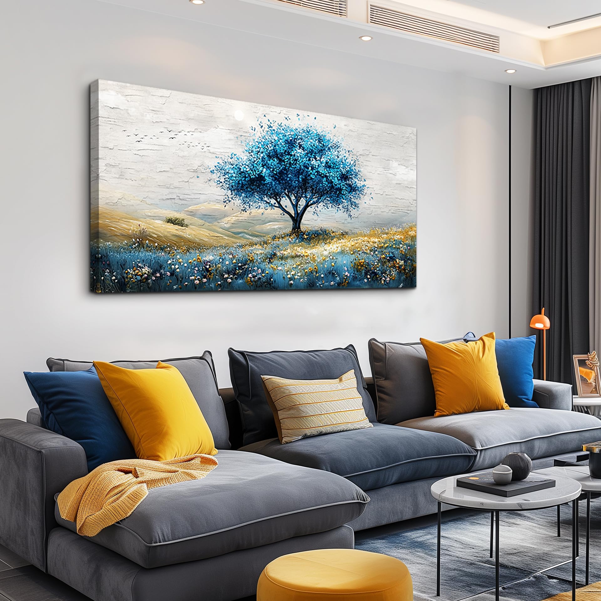 Large Canvas Wall Art For Living Room Wall Decor For Bedroom Blue Tree Landscape Wall
