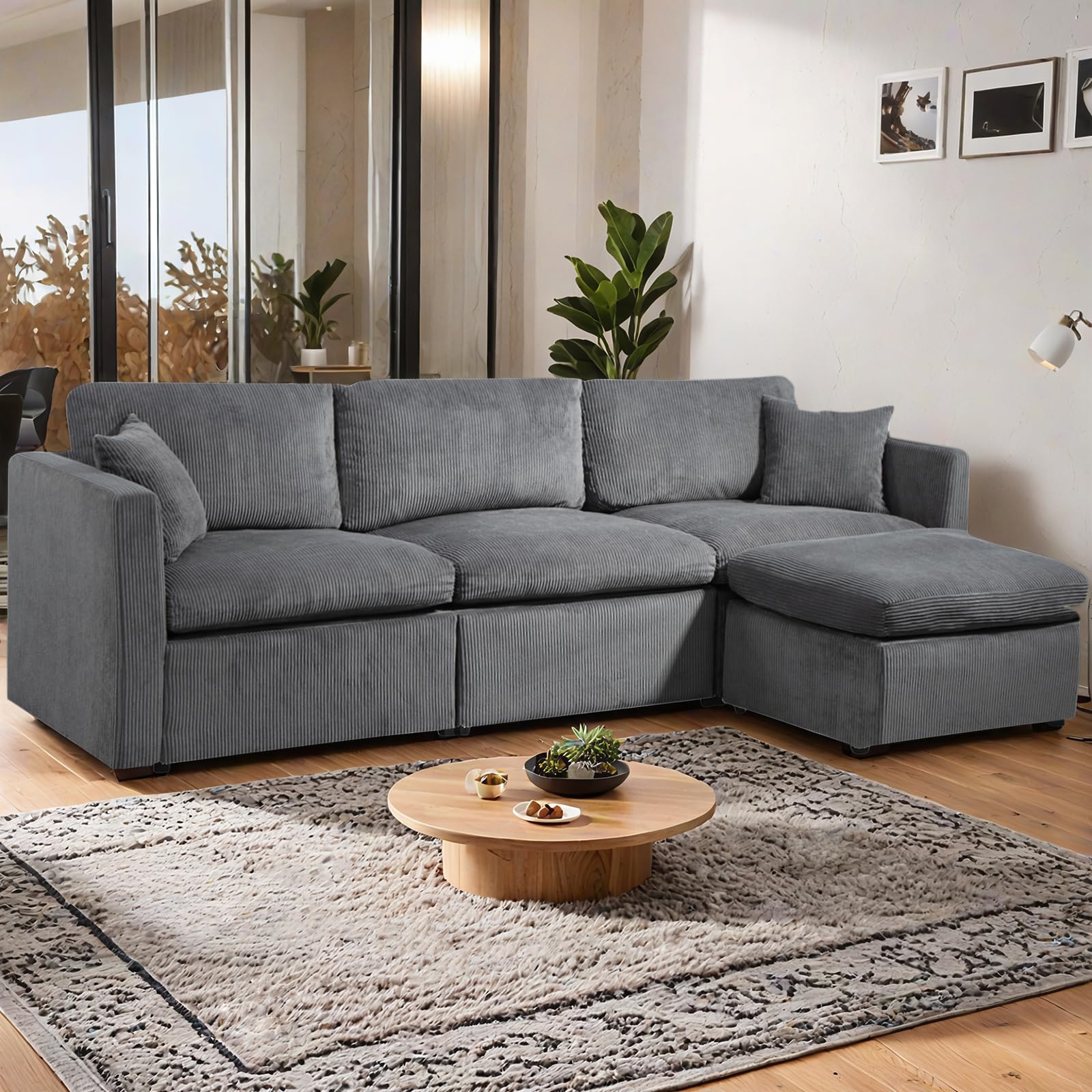 Modular Sectional Sofa, L Shaped Cloud Sectional Couches 3 Seat Sofa