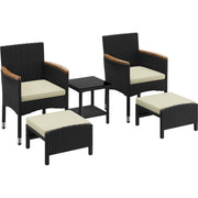 5 Piece Patio Conversation Set, Outdoor Wicker Bistro Furniture, PE Wicker