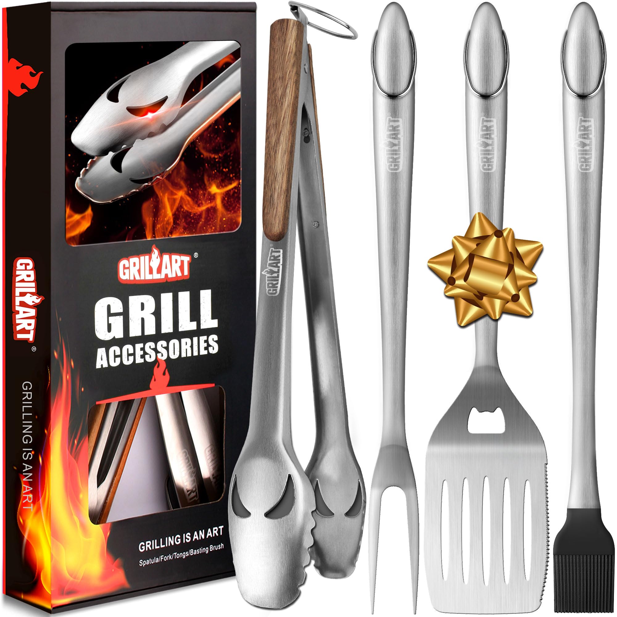 Tools Grill Tools Set -18Inch Grilling Tools BBQ Set - Grill Accessories w/BBQ Tongs