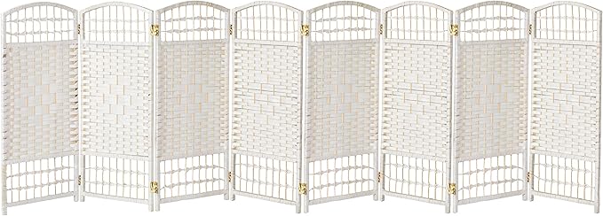3 ft. Short Fiber Weave Folding Screen - Natural - 8 Panels