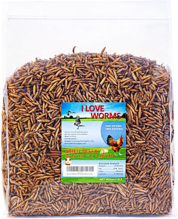 Dried Black Soldier Fly Larvae (10lb), 100% Natural Non-GMO, Treat for Chickens