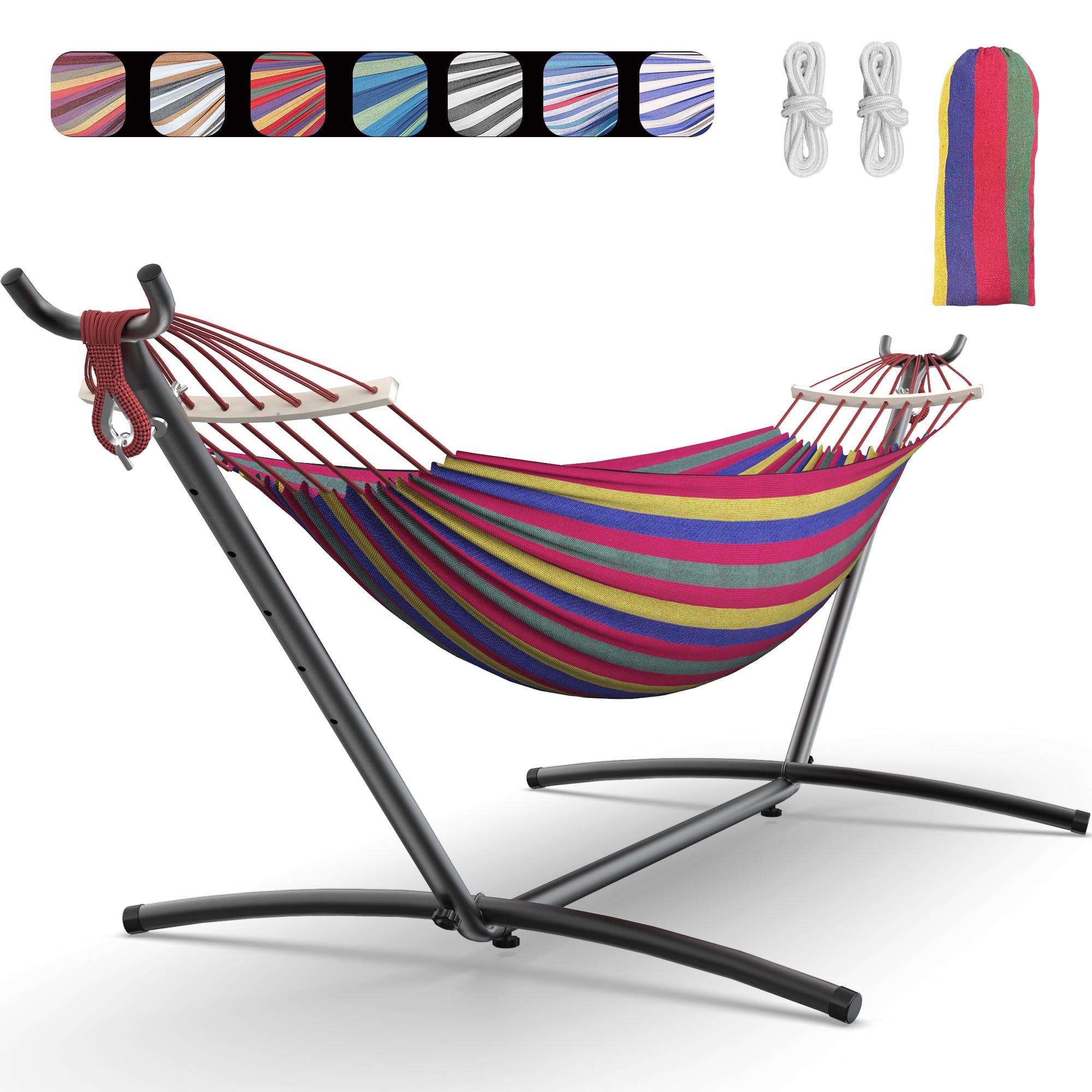 Double Hammock with Heavy-Duty Steel Stand,Portable,Easy Assembly
