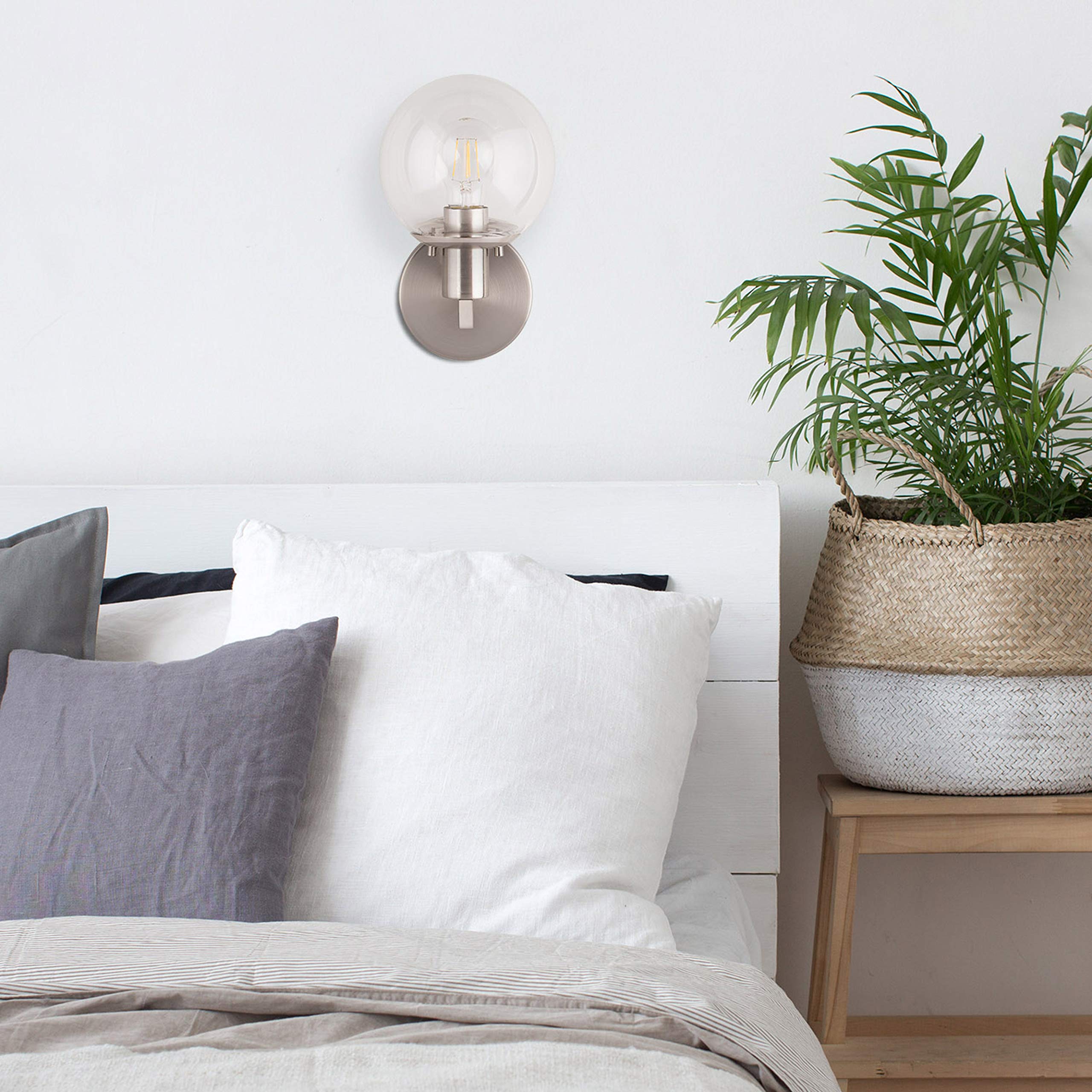 Glass Globe Brushed Nickel Wall Sconce Lighting Sferra Mid Century Modern Sconces