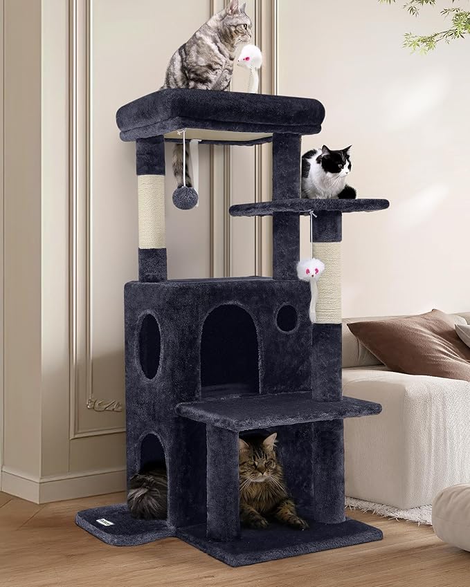 Cat Tree Tower for Indoor Cats, 50-inch Adult Cat Tree House for Large Adult Cats
