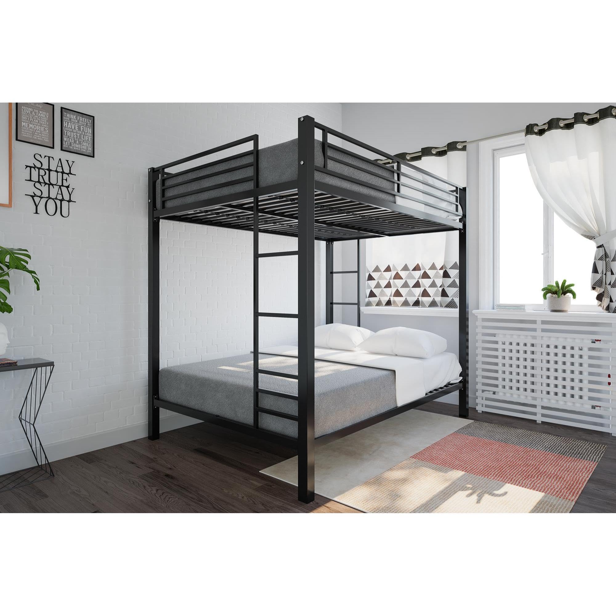 Full Kids Metal Bunk Bed, Black