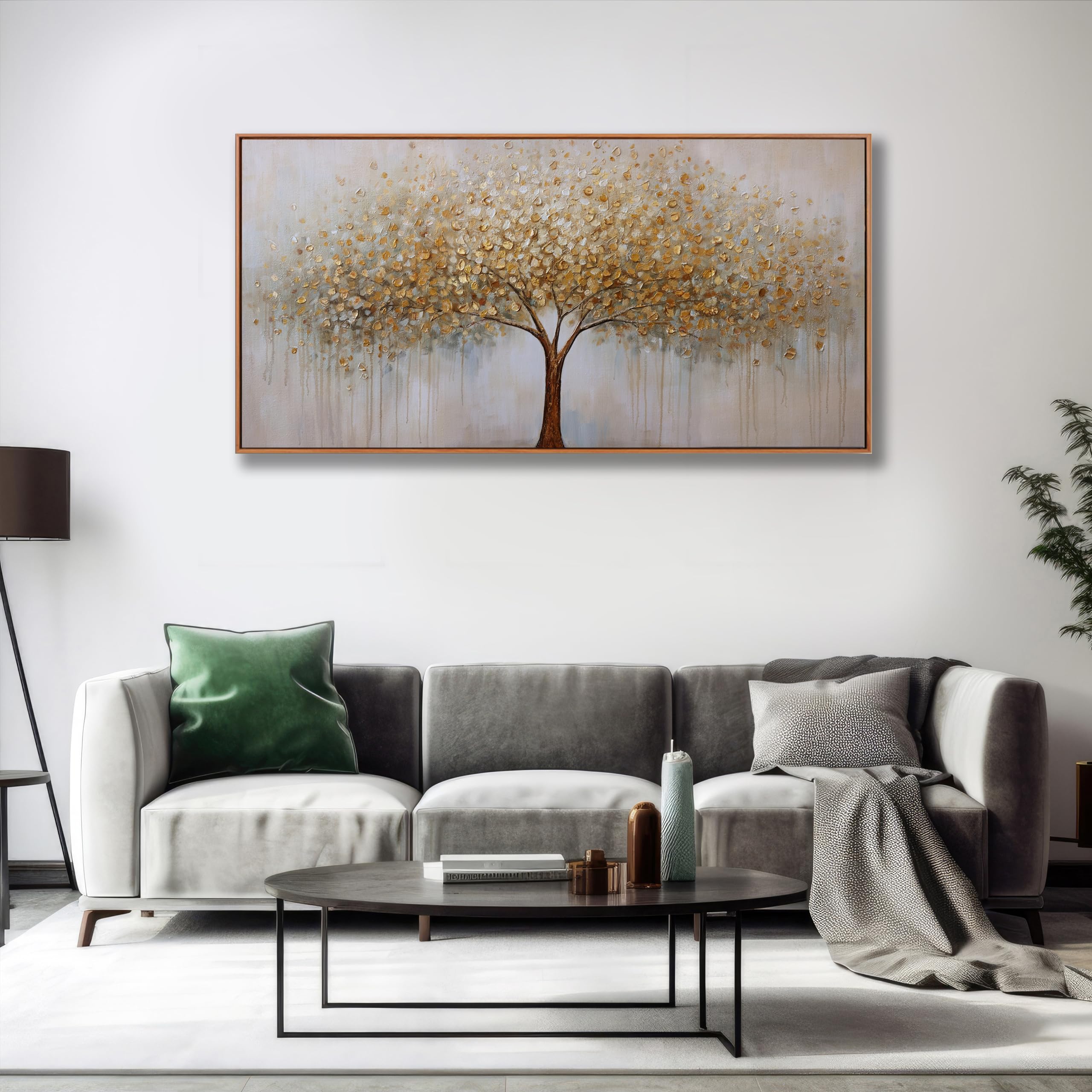 Wall Art Gold Abstract Tree of Life Framed Modern Artwork Canvas Painting