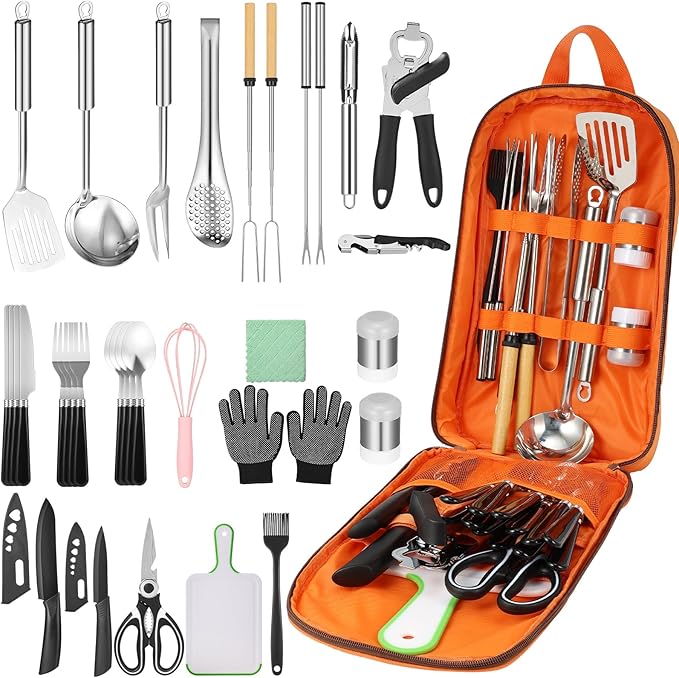 Camping Cooking Utensil Set - Car Camping Essentials Gear for Cooking and Grilling