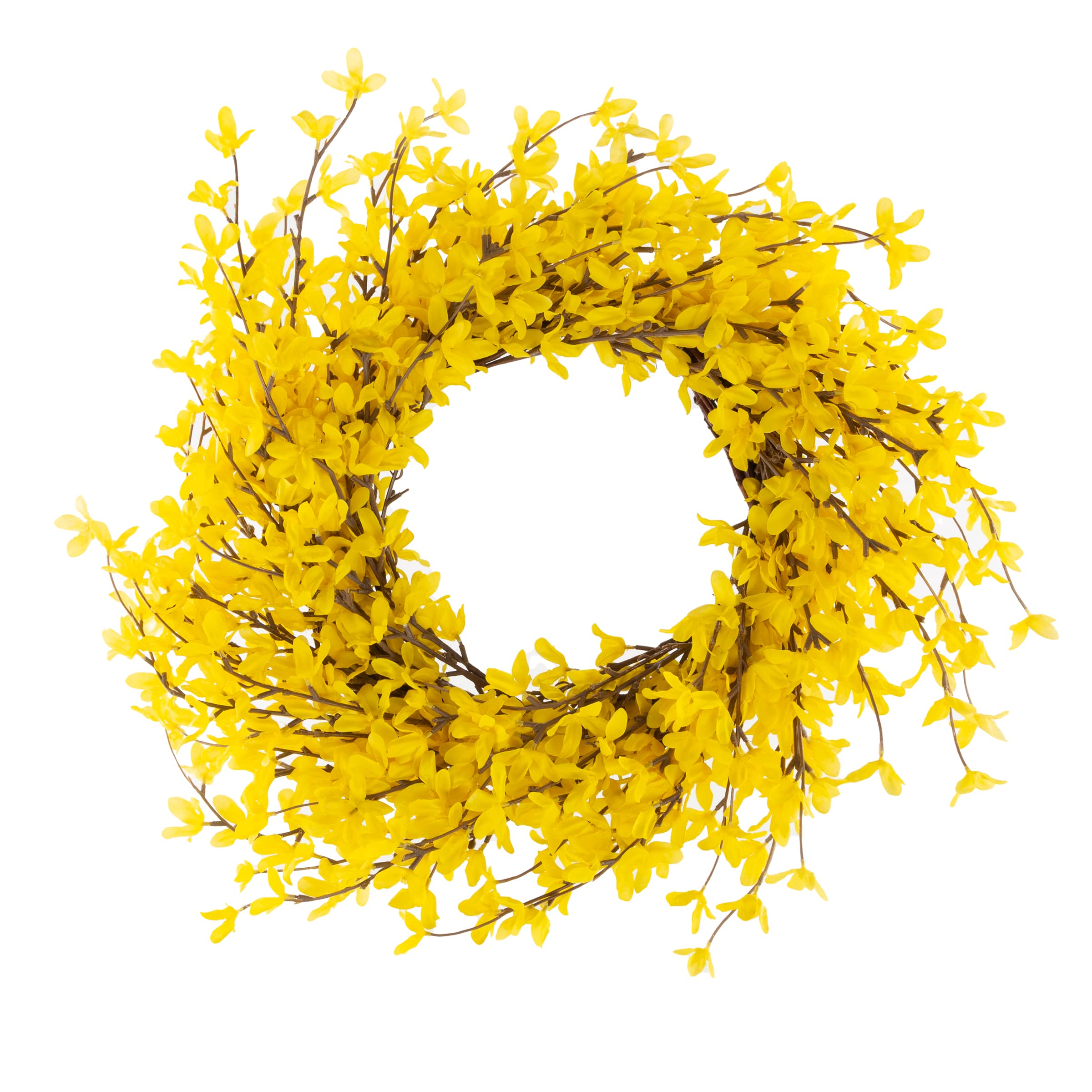 Yellow Forsythia Wreath - 24-Inch Artificial Spring Wreath for Home Decor - Wreaths