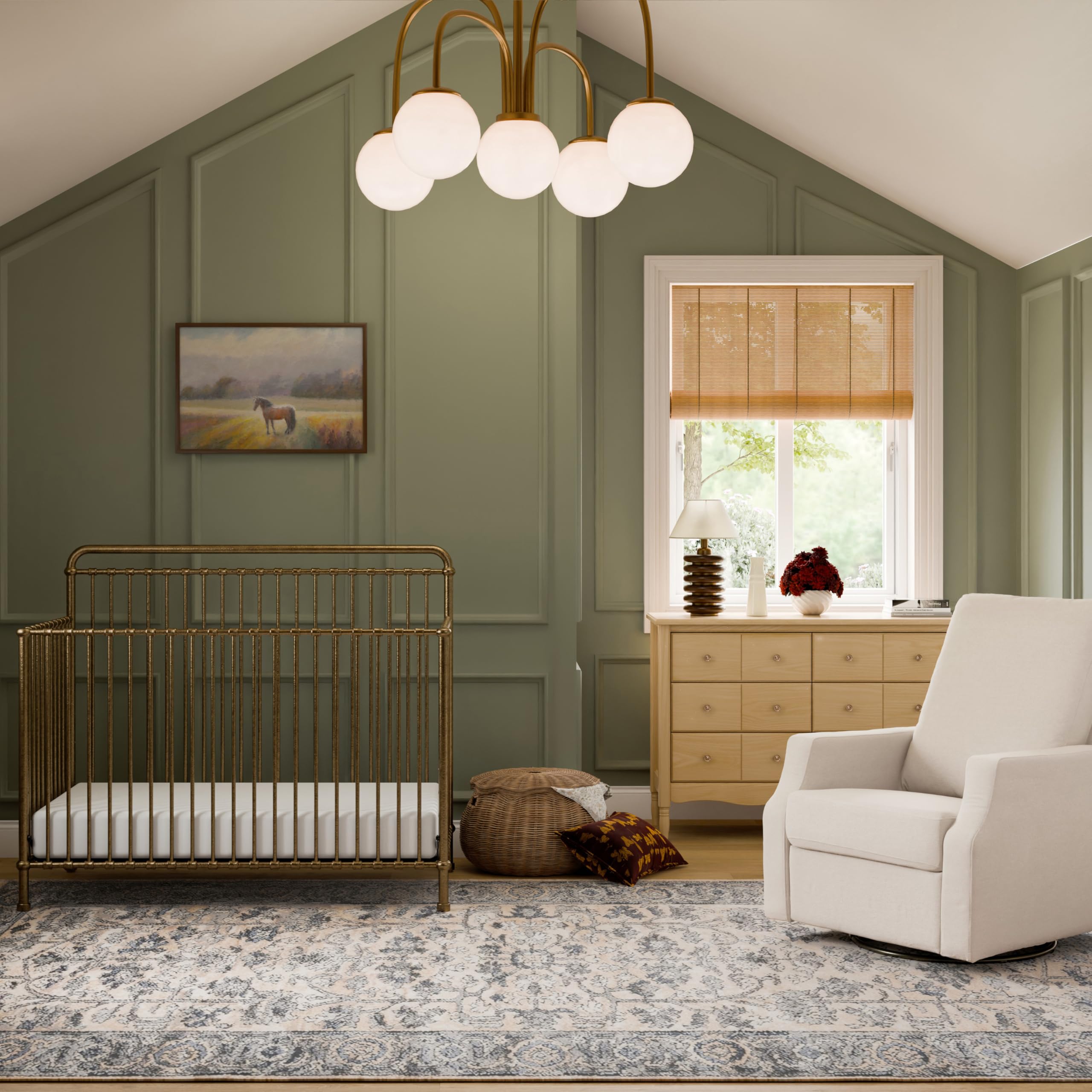 Winston 4-in-1 Convertible Metal Crib in Vintage Gold, Greenguard Gold Certified