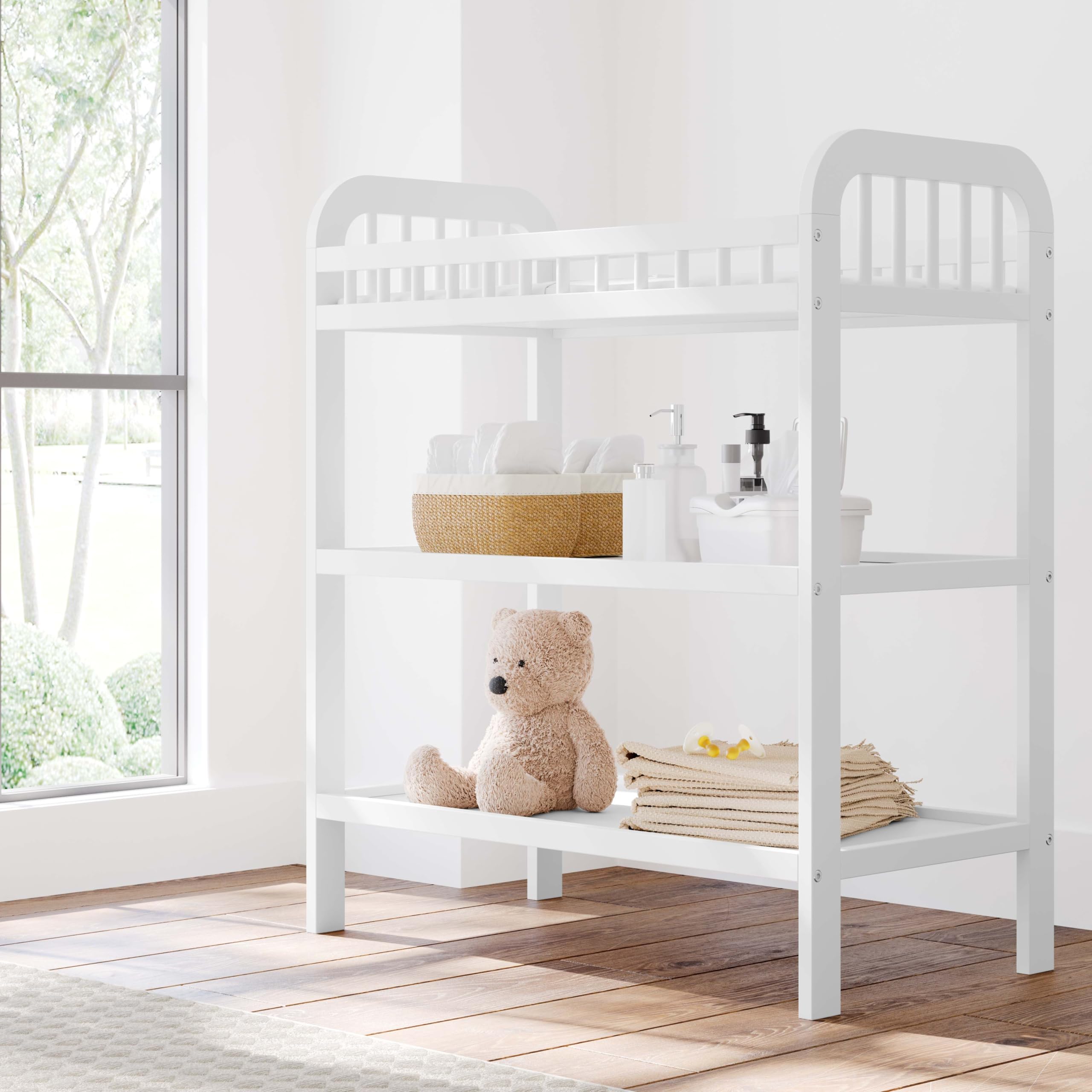 Pasadena Changing Table with Water-Resistant Changing Pad (White)