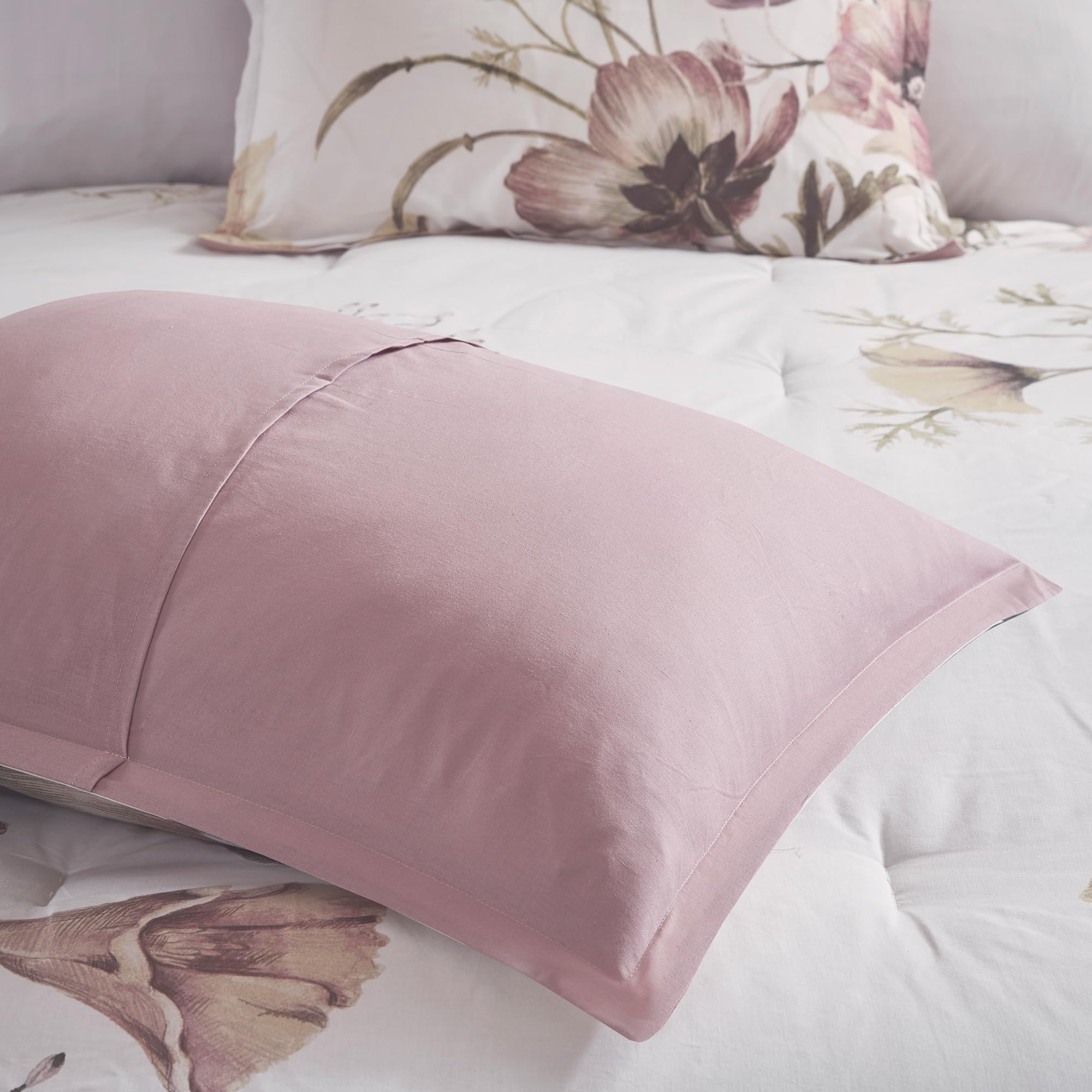 Floral King Comforter Set, Cotton Rich Bedding Set Feminine Design Shabby