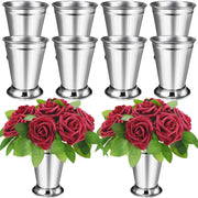 40 Pcs Mint Julep Cups Silver with Artificial Rose 12 oz Stainless Steel Drinking