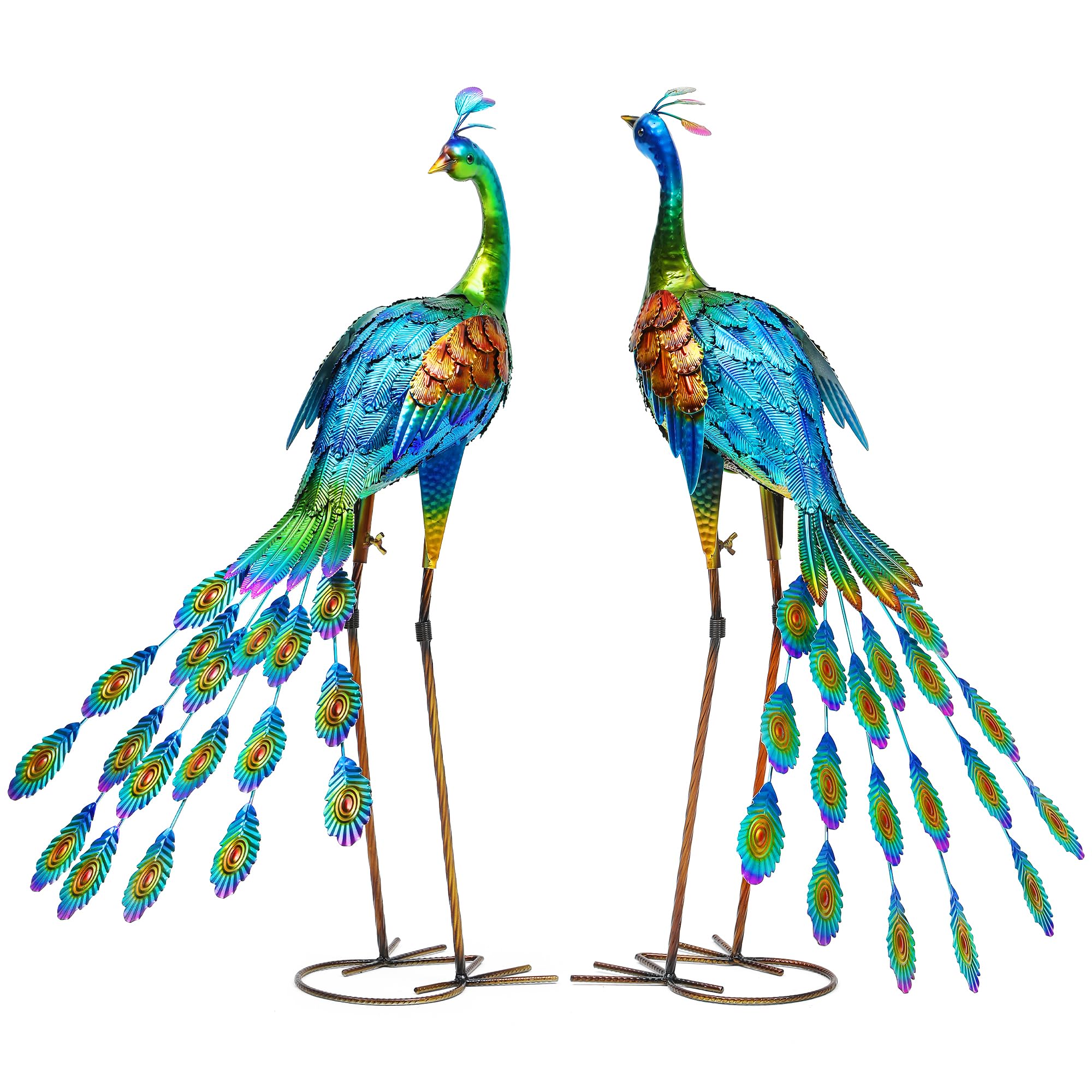 32" Metal Peacock Yard Decor - Handmade Oversize Peacock Sculptures