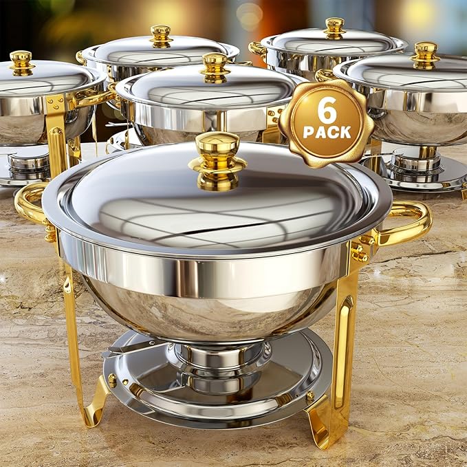 Chafing Dishes for Buffet 4 Pack, 5QT Round Chafing Dish Buffet Set