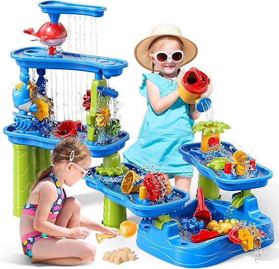 3 in 1 Water Table for Toddlers 3-5 4-8, Summer Outdoor Beach Outside Backyard